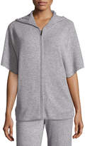 Thumbnail for your product : Neiman Marcus Cashmere Short-Sleeve Zip-Front Hoodie