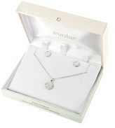 Thumbnail for your product : Evoke Sterling Silver Swarovski Crystal Stud Earrings and Pendant Set