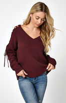 Thumbnail for your product : La Hearts Lace-Up Cold Shoulder Sweater