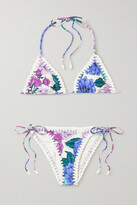 Thumbnail for your product : Zimmermann Poppy Crochet-trimmed Floral-print Triangle Halterneck Bikini