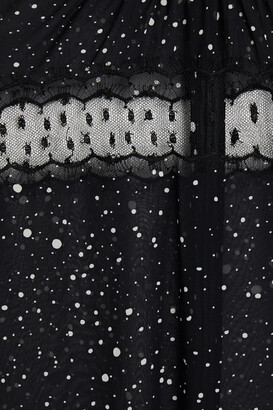 Giambattista Valli Swiss dot-paneled polka-dot silk-chiffon top