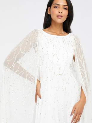 Monsoon Naomi Bridal Embellished Cape Maxi Dress - Ivory