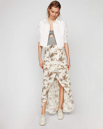 Express Floral Ruffle Wrap Maxi Skirt