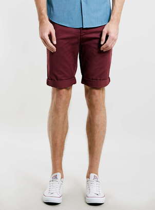 Topman Burgundy Longer Length Chino Shorts