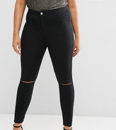 Thumbnail for your product : ASOS DESIGN Curve Rivington jeggings in clean black with rips