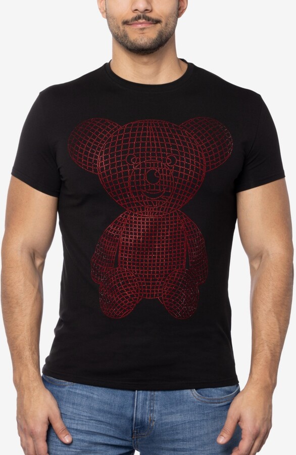 Spring+Mercer Men's 3D Bear Rhinestone Graphic T-Shirts