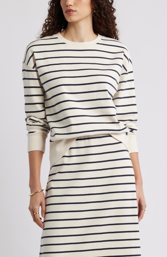 Caslon Stripe Pullover Sweatshirt