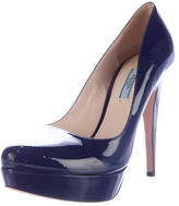 Thumbnail for your product : Prada Patent Leather Round-Toe Pumps