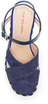 Thumbnail for your product : Paul Smith Women's Tatum Raffia Wedged Sandals - Navy Kid