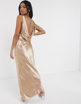 Thumbnail for your product : ASOS DESIGN cowl back bias cut maxi dress with diamonte back detail