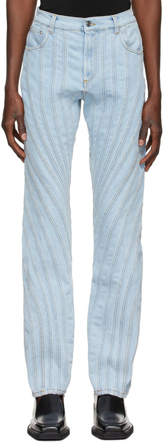 Thierry Mugler Blue Spiral Demin Jeans - ShopStyle