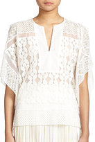 Thumbnail for your product : BCBGMAXAZRIA Reginah Lace-Paneled Caftan Top