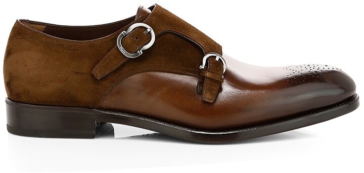 Giovanni Garnet Men's Double Monk Strap Cap Toe Navy/Ch.Brown Dress Shoes 