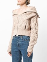 Thumbnail for your product : Self-Portrait Cable-Knit Zip-Fastening Cardigan
