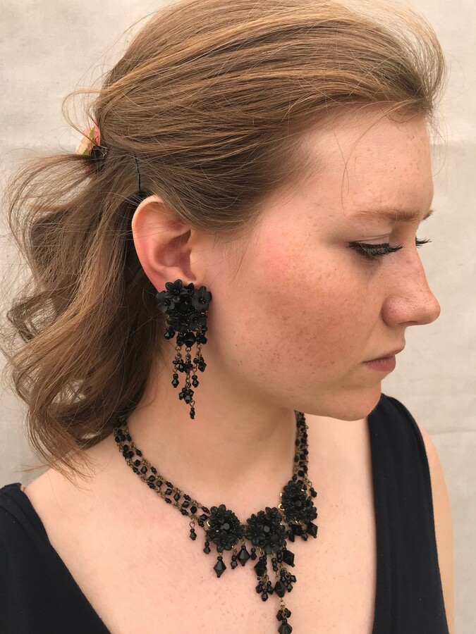 Etsy stunning Drop Earrings in | Black Beauty By Vintage Jewelry Designer Colleen Toland Handmade Jewelry Dangle Drop Womans Romantic Red Carpet