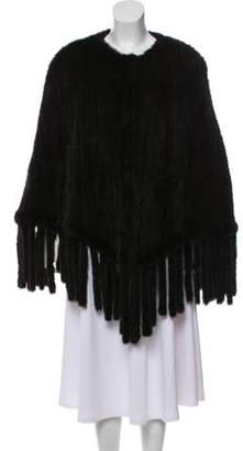 Belle Fare Knitted Mink Poncho Brown Knitted Mink Poncho