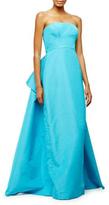 Thumbnail for your product : Pamella Roland Strapless Pleated-Back Gown, Aqua