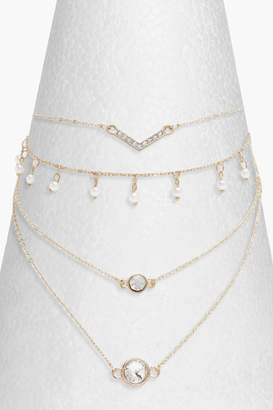 boohoo Layered Diamante Chain Choker Necklace