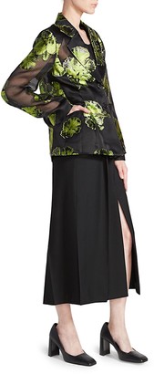 Nina Ricci Wool & Silk Slit Midi Skirt