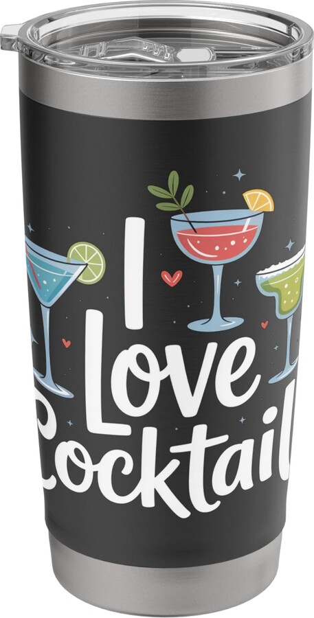Cocktail Enthusiast Happy Hour Vibes I Love Cocktails Cheerful Drinking Fun Stainless Steel Insulated Tumbler