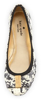 Thumbnail for your product : Kate Spade Tock Snake-Print Ballerina Flat, Black/Cream