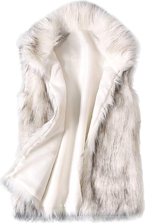 OTW Women Open Front Loose Autumn Winter Sleeveless Faux Fur Vest Jacket Coat