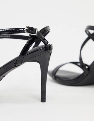 New Look cross strap patent stilettos in black
