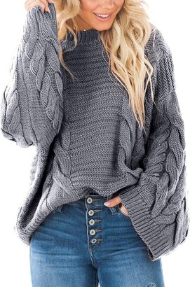 Top Vendort Ladies Womens Knitted Long Sleeve Cable Knit Jumper SweaterChunky Dress Top 8 10 12