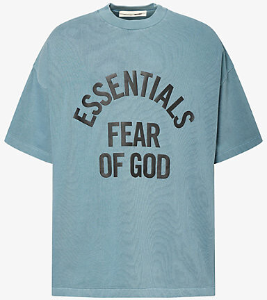 Essentials Mens Faded Coastal Campus '90S Brand-Print Cotton-Jersey T-Shirt M