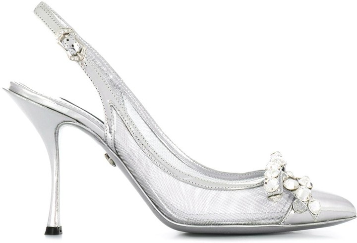 mesh slingback pumps