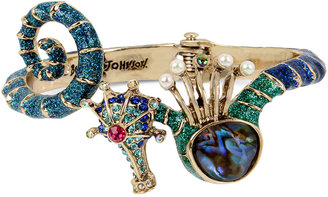Betsey Johnson Gold-Tone Multi-Stone Seahorse Hinged Bangle Bracelet