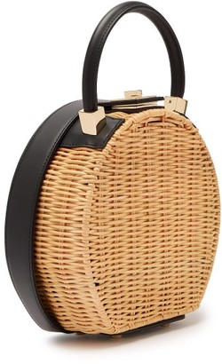 Sparrows Weave - The Round Wicker And Leather Bag - Black