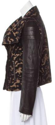 Diane von Furstenberg Leather-Accented Zip-Up Jacket