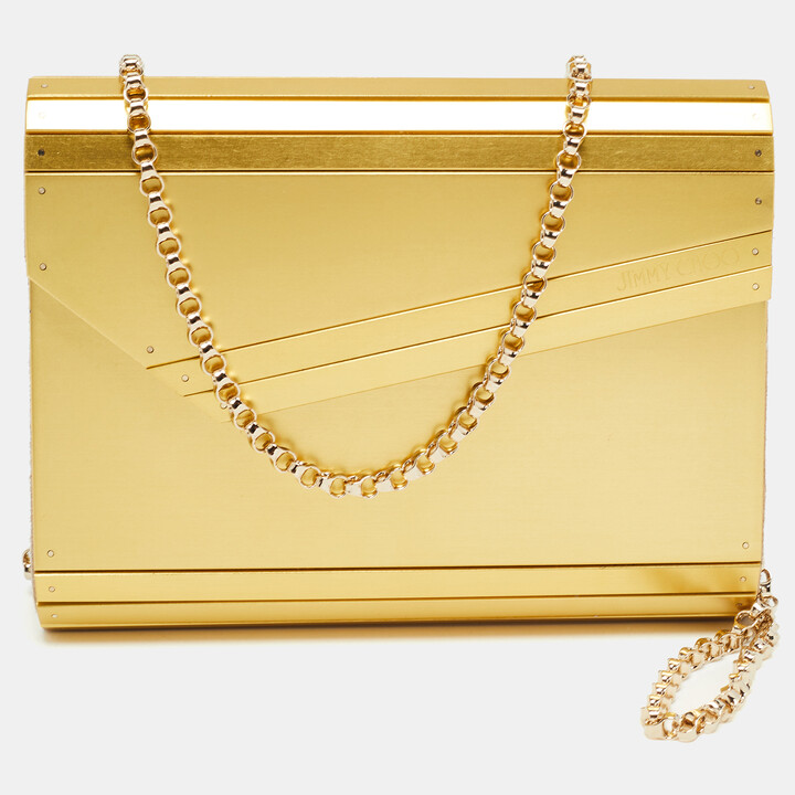 Jimmy Choo Gold Metal And Suede Candy Clutch Bag - ShopStyle