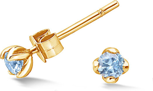 Dower & Hall Aquamarine Orissa Studs In Gold Vermeil