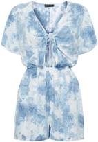 Thumbnail for your product : New Look Tie Dye Knot Front Denim Playsuit
