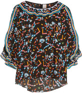 Thumbnail for your product : Peter Pilotto Ruffle-trimmed Printed Silk Crepe De Chine Top - Black
