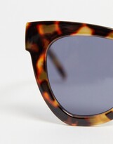 Thumbnail for your product : Topshop Tort Oversize Square Sunglasses with Blue Lense