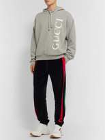 Thumbnail for your product : Gucci Tapered Striped Cotton-Blend Velour Sweatpants