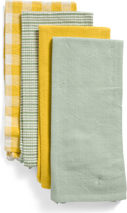 Set Of Four Woven Kitchen Towels | Cotton