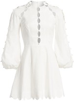 Thumbnail for your product : Zimmermann Goldie Scalloped Puff-Sleeve Mini Dress