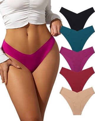  SHARICCA Women Seamless Thong No Show Strench V-Shaped