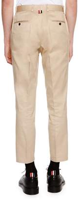 Thom Browne Cropped Twill Chino Pants, Khaki