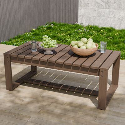 EAGLE PEAK Rectangular Cedar Solid Wood Patio Outdoor Slat Top Coffee Table