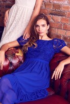 Thumbnail for your product : Little Mistress Sian Cobalt Crochet Bardot Midi Dress