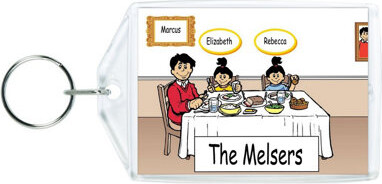 Printed Perfection Personalized Family Dinner - Single Dad 2 girls Acrylic Key Chain