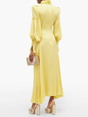 The Vampire's Wife The Dahlia Hammered Silk-blend Dress - Yellow