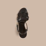 Thumbnail for your product : Burberry House Check Detail Leather Wedge Sandals