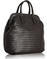 Thumbnail for your product : Bottega Veneta black basketwoven leather top handle bag