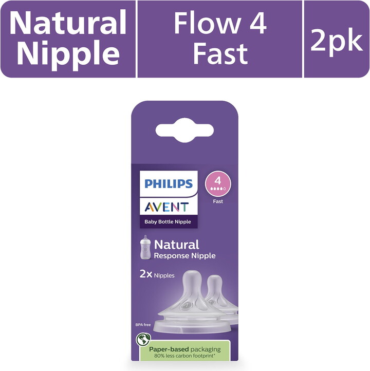 Philips Natural Response Nipples, Fast Flow (Flow 4), 2-Pack, SCY964/02
